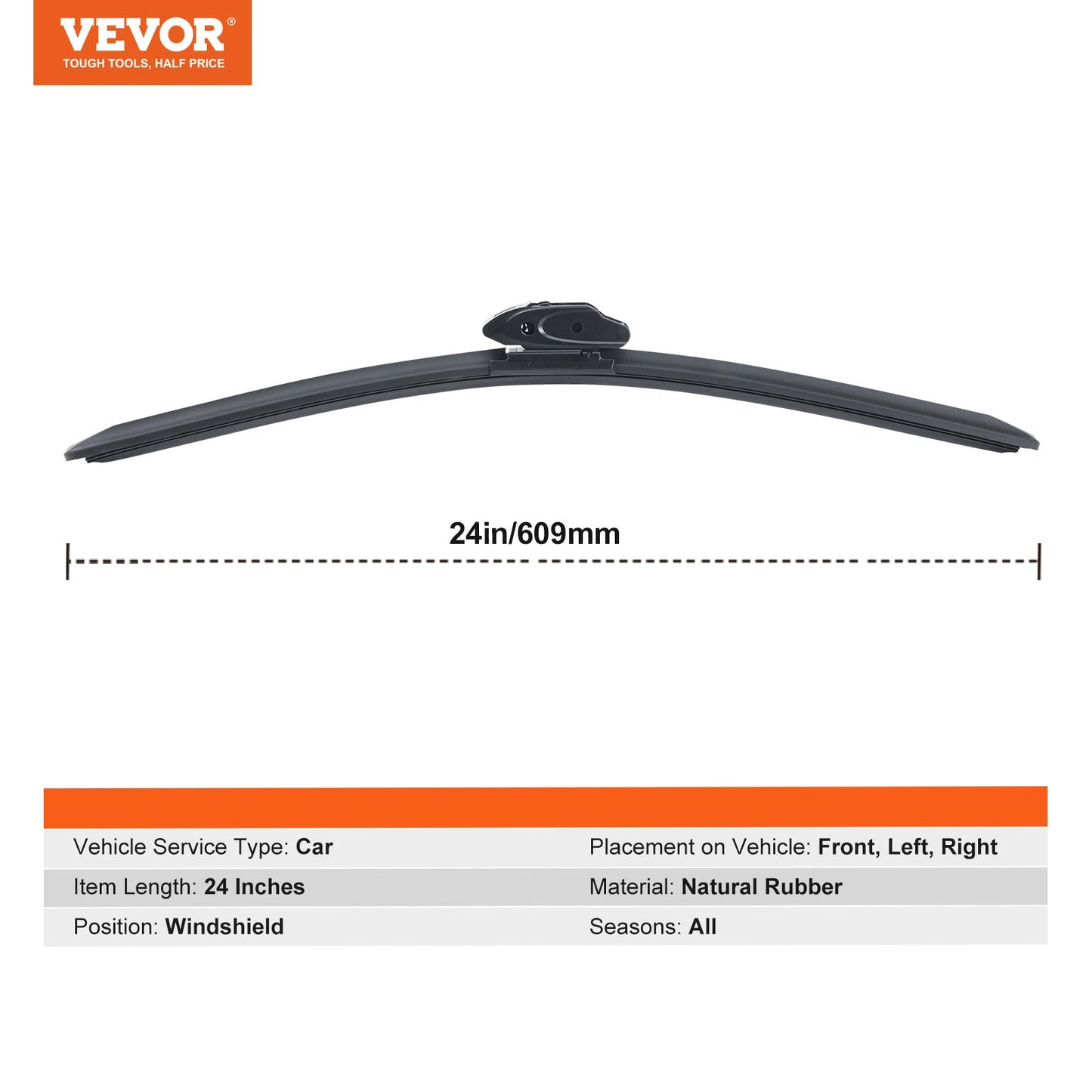 24 in Universal Rubber Windshield Wiper Blade – additional product view