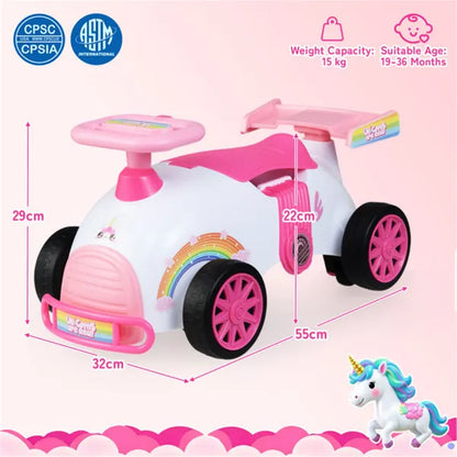 Kids Ride-On Sliding Car with Music | Unicorn Sit & Scoot Toy – feature detail view