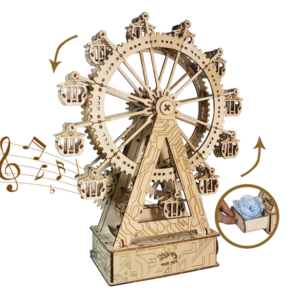 3D Wooden Ferris Wheel Music Box | DIY Puzzle Assembly Kit – main product view