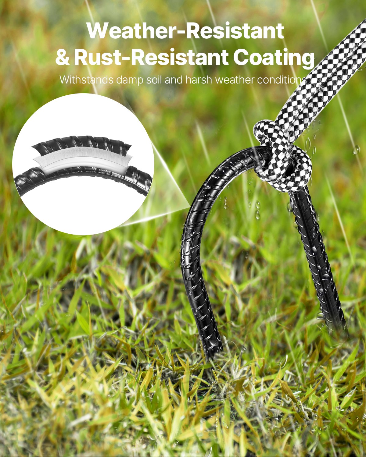 10" U-Shaped Galvanized Rebar Stakes, 12-Pack Ground Anchors – feature detail view