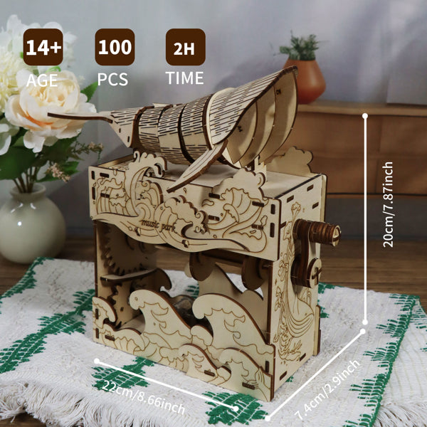 3D Wooden Whale Music Box Puzzle | DIY Assembly Model Kit – additional product view