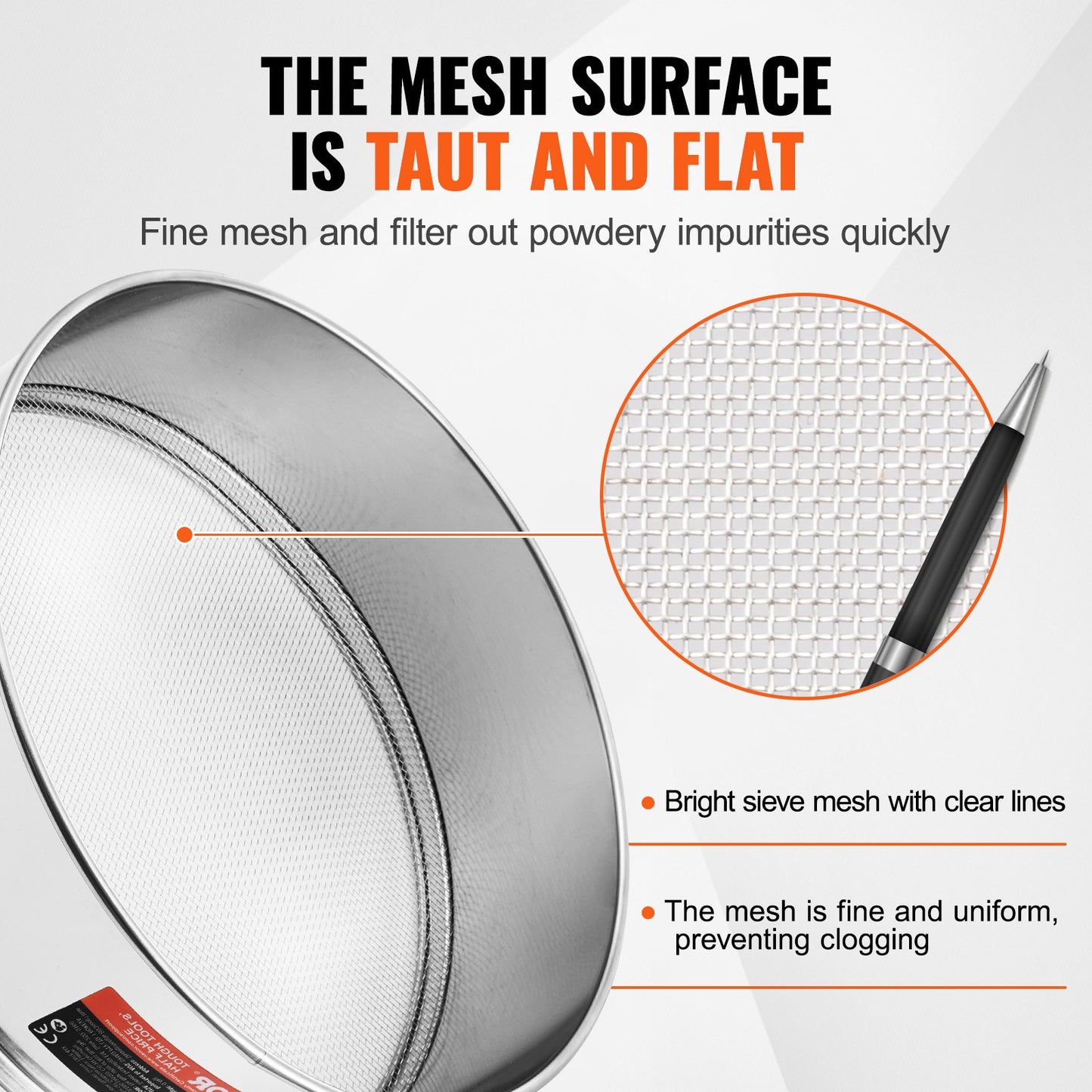 12-Mesh Stainless Steel Flour Sieve for Baking & Cake – feature detail view