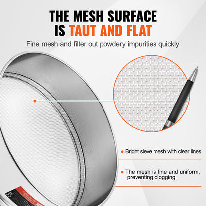 12-Mesh Stainless Steel Flour Sieve for Baking & Cake – feature detail view