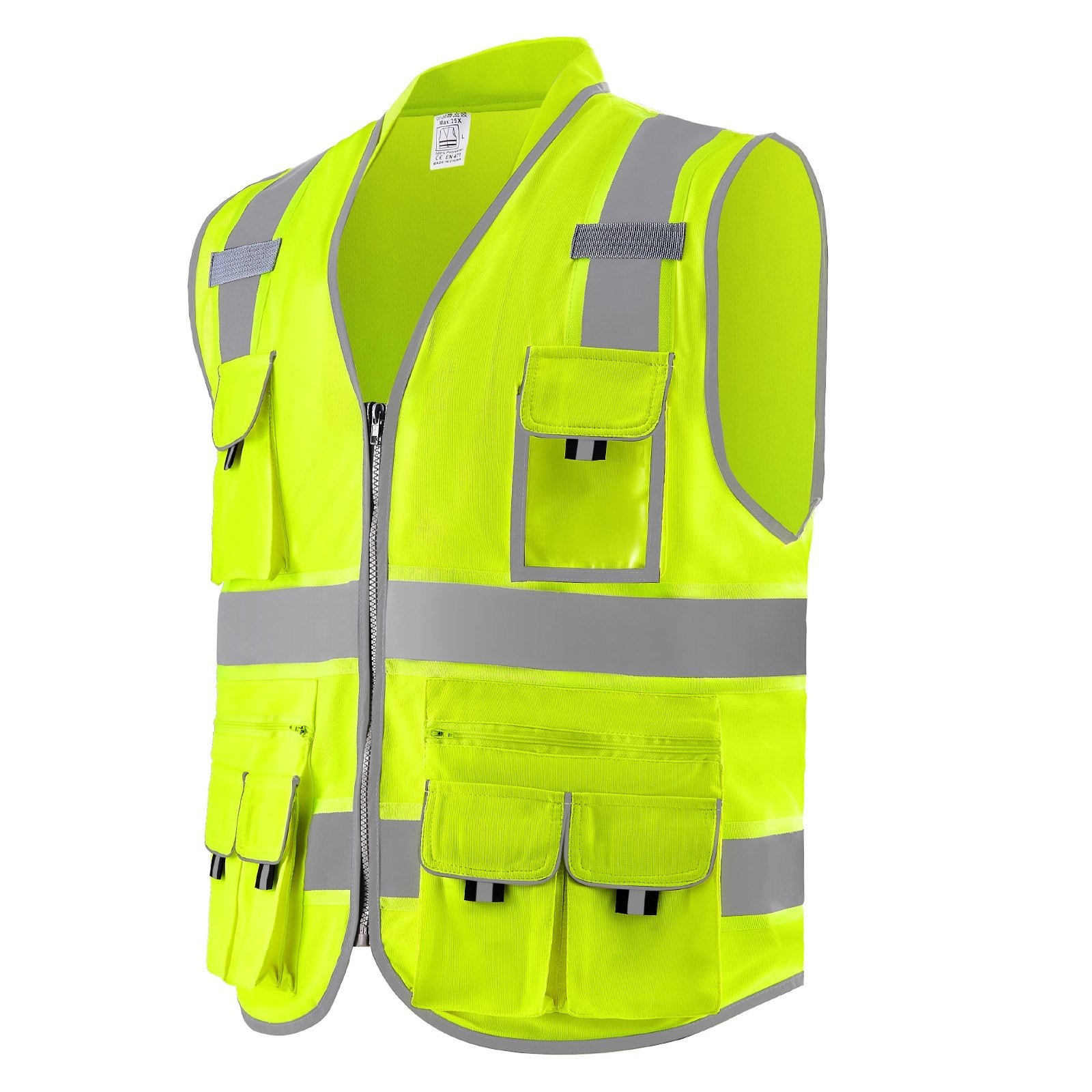 Reflective Yellow Safety Vest with 10 Pockets – additional product view