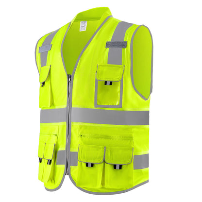 Reflective Yellow Safety Vest with 10 Pockets – additional product view