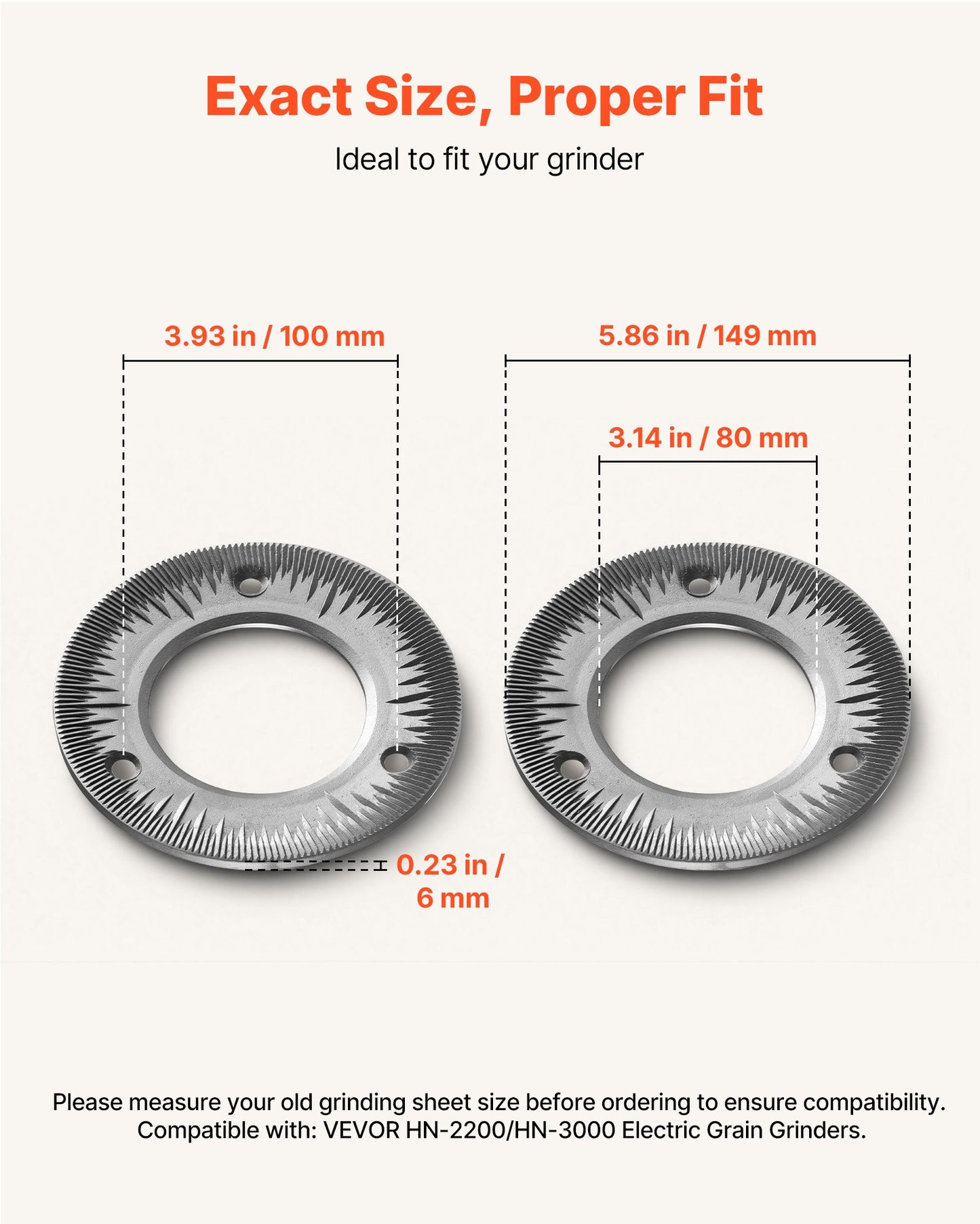 Cast Iron Grinding Plates 2-Pack for HN-2200/HN-3000 Grain Mills – product detail view