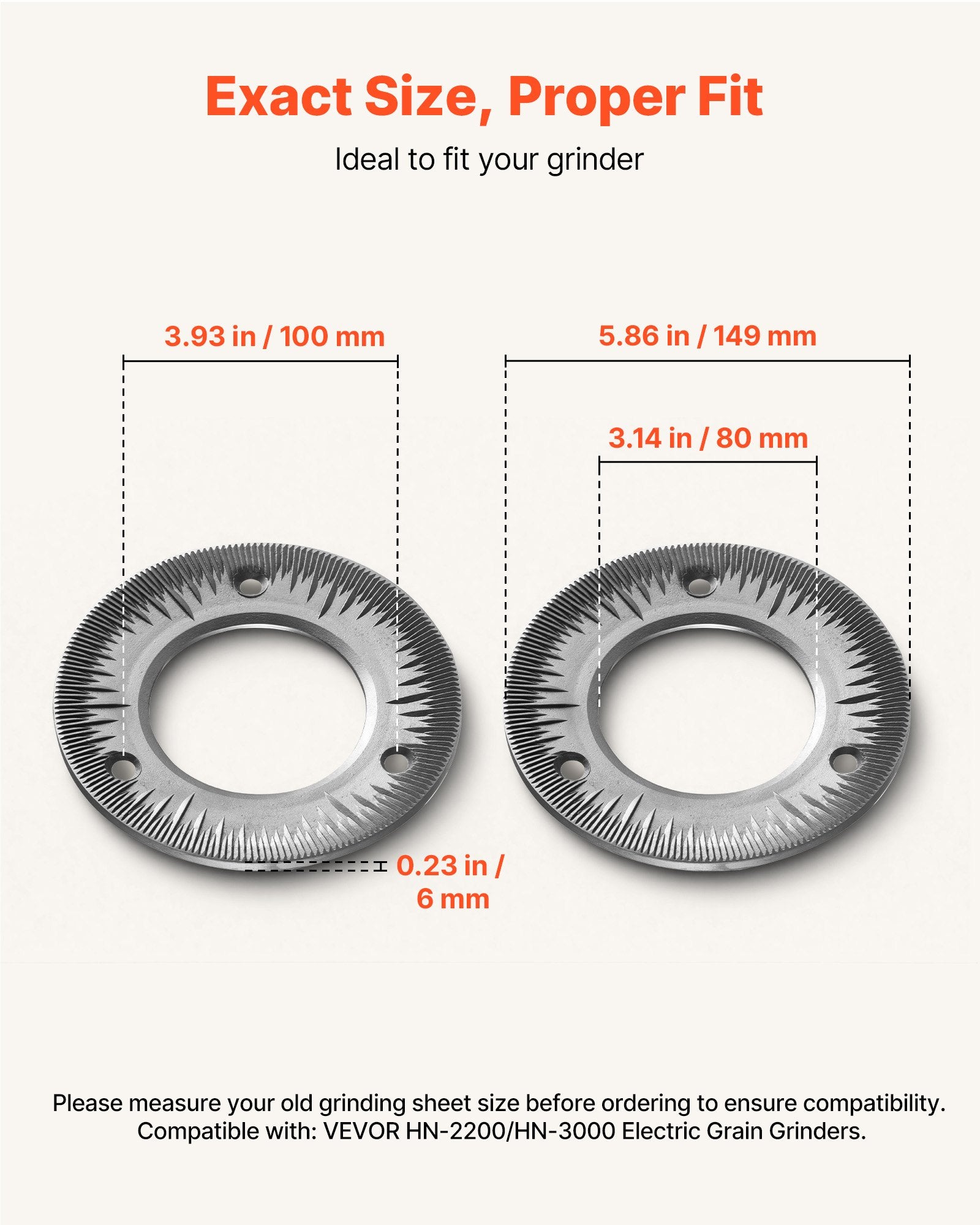 Cast Iron Grinding Plates 2-Pack for HN-2200/HN-3000 Grain Mills – product detail view