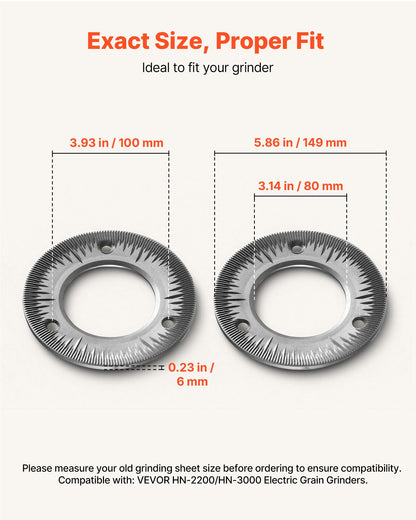 Cast Iron Grinding Plates 2-Pack for HN-2200/HN-3000 Grain Mills – product detail view