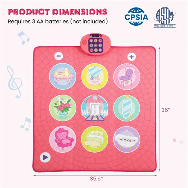 Kids Dance Mat with 5 Levels & 9 Songs | Non-Slip Musical Toy – feature detail view