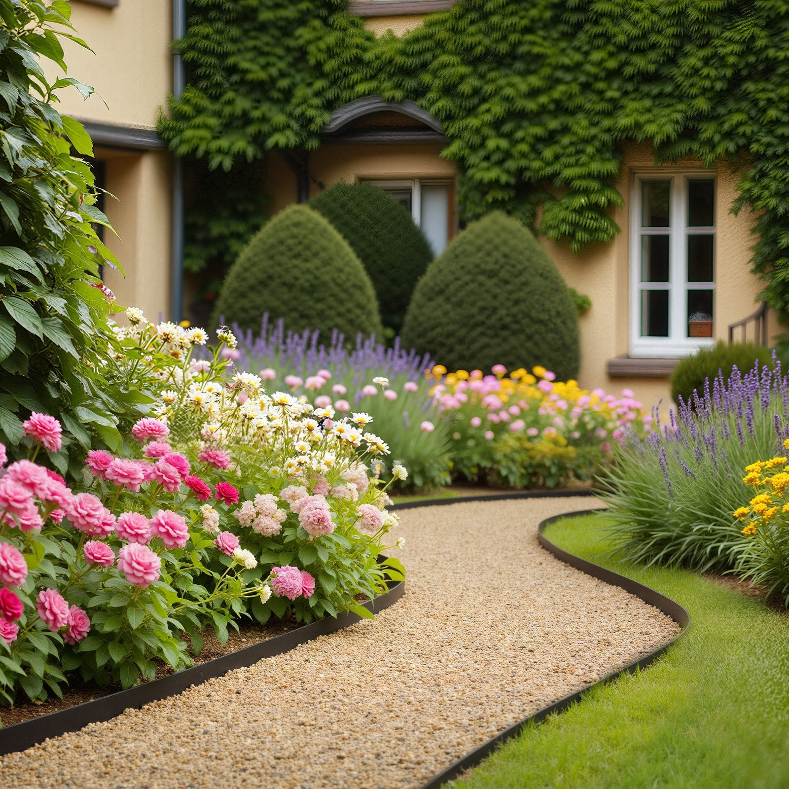 20 ft x 2 in No-Dig Plastic Landscape Edging, L-Shaped Garden Border – in-use product view 6