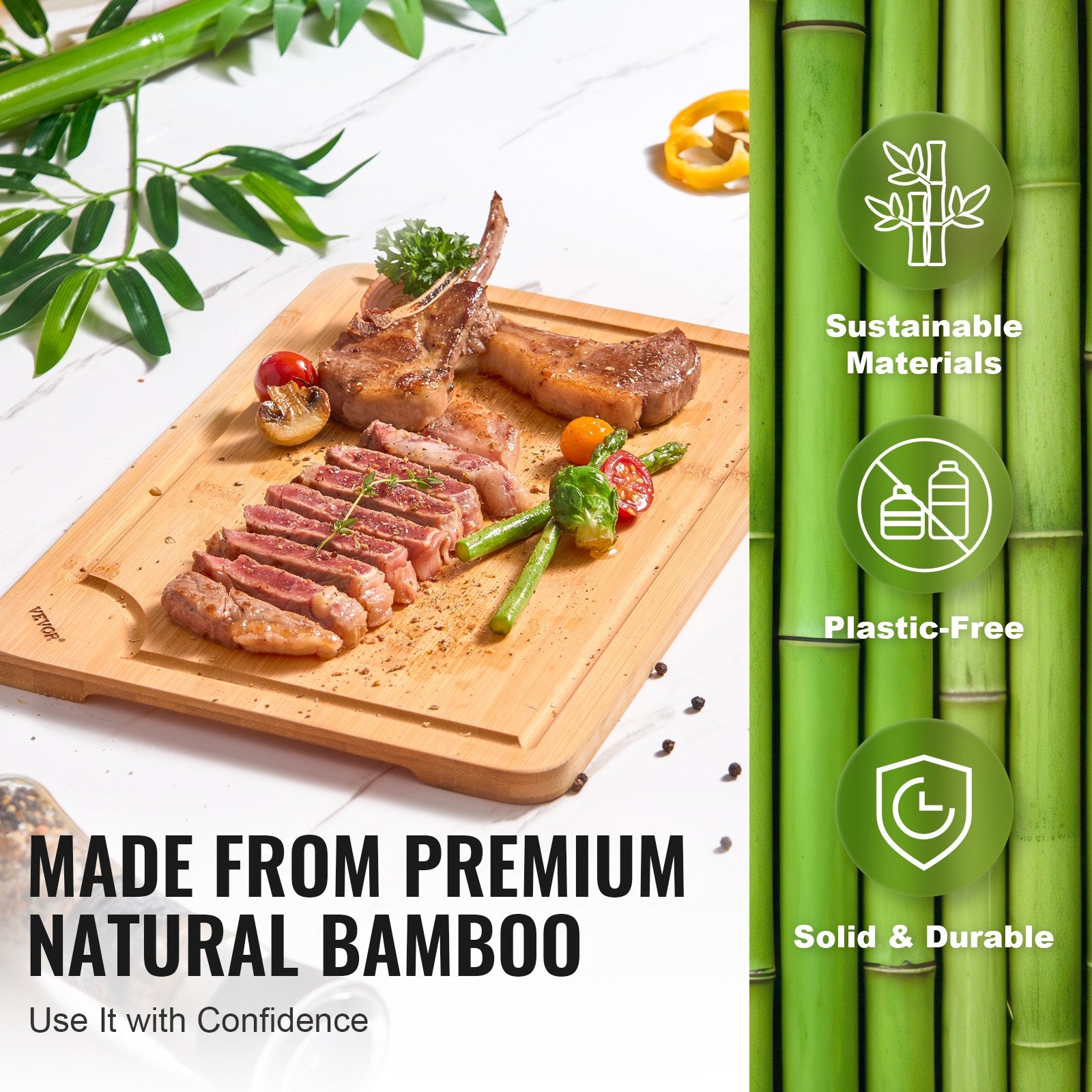 Bamboo Cutting Board with Built-In Handle – additional product view