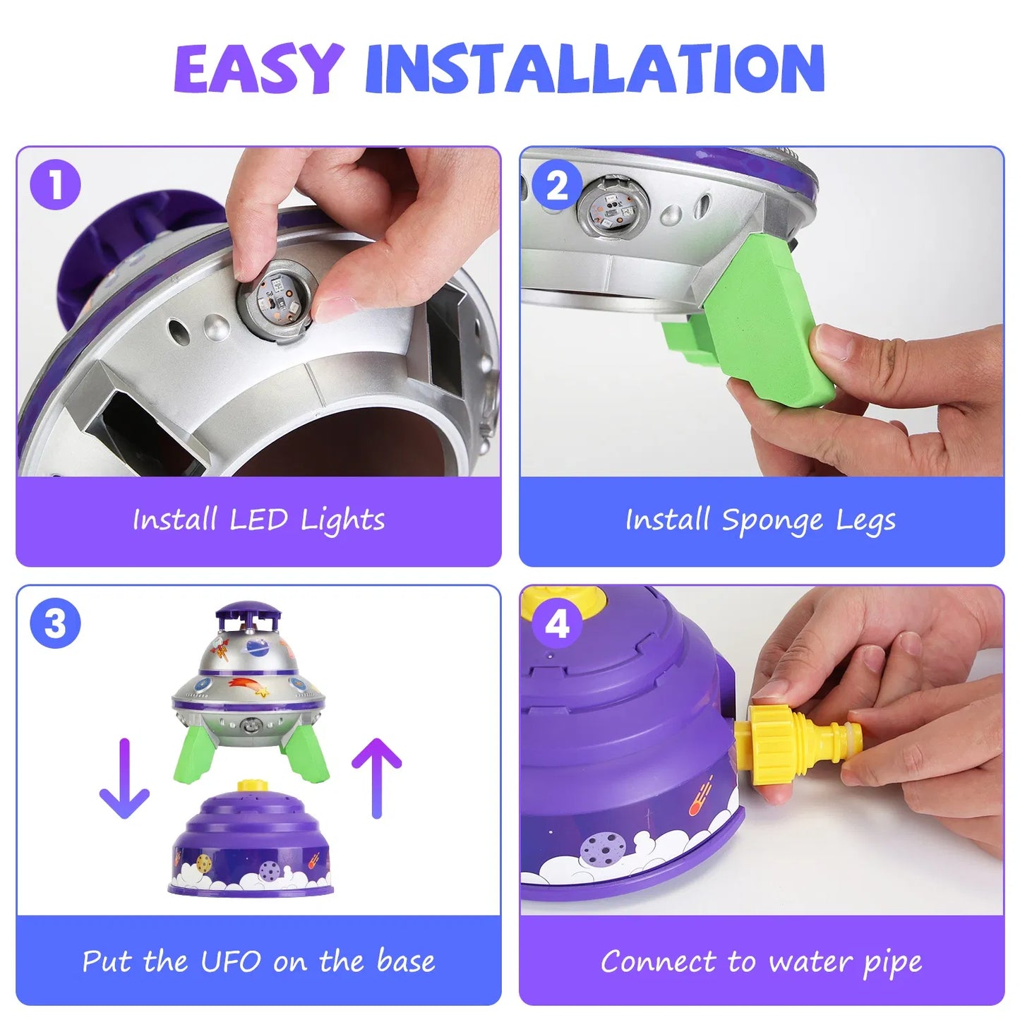 UFO Rocket Sprinkler with LED Lights | Adjustable Summer Toy – additional product view 9