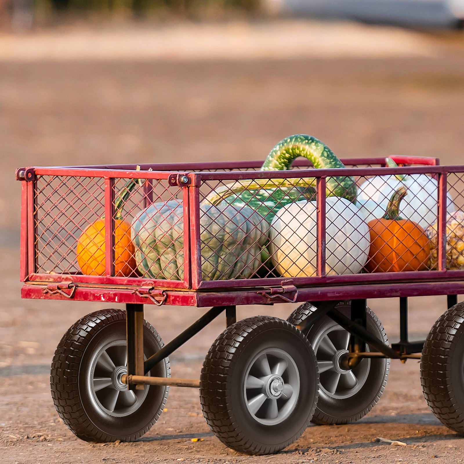 10" Flat-Free Solid PU Wheels 2-Pack for Carts & Hand Trucks – in-use product view