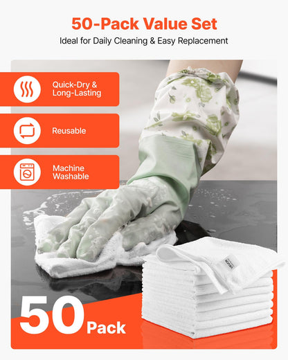 Microfiber Cleaning Cloths 50 Pack, 12 x 12 in – alternate product view