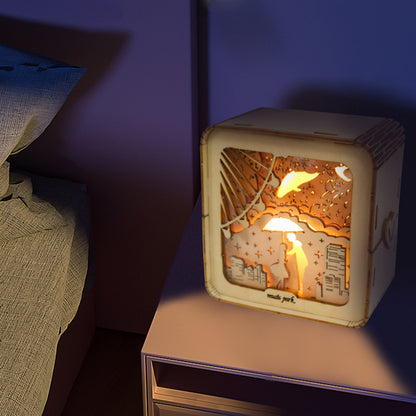 3D Wooden Love Puzzle Kit with Night Light | DIY Model Age 14+ – feature detail view