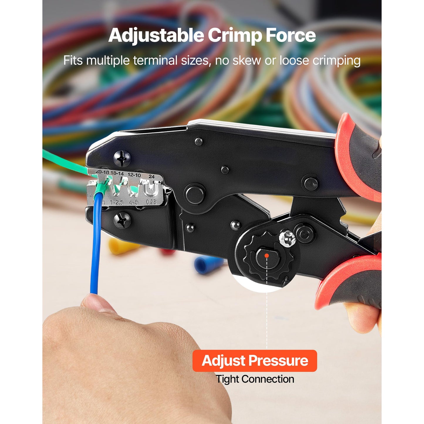 24–10 AWG Ratcheting Wire Crimper with Adjustable Pressure – additional product view