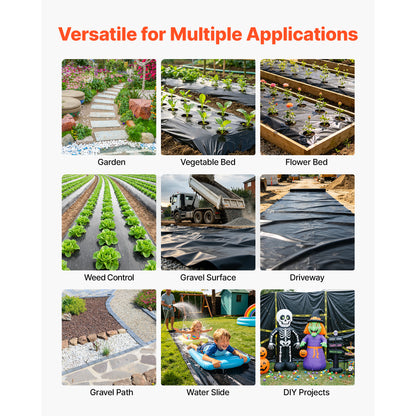 6 Mil Black Plastic Sheeting, 10 x 25 ft Heavy-Duty Polyethylene Roll – additional product view