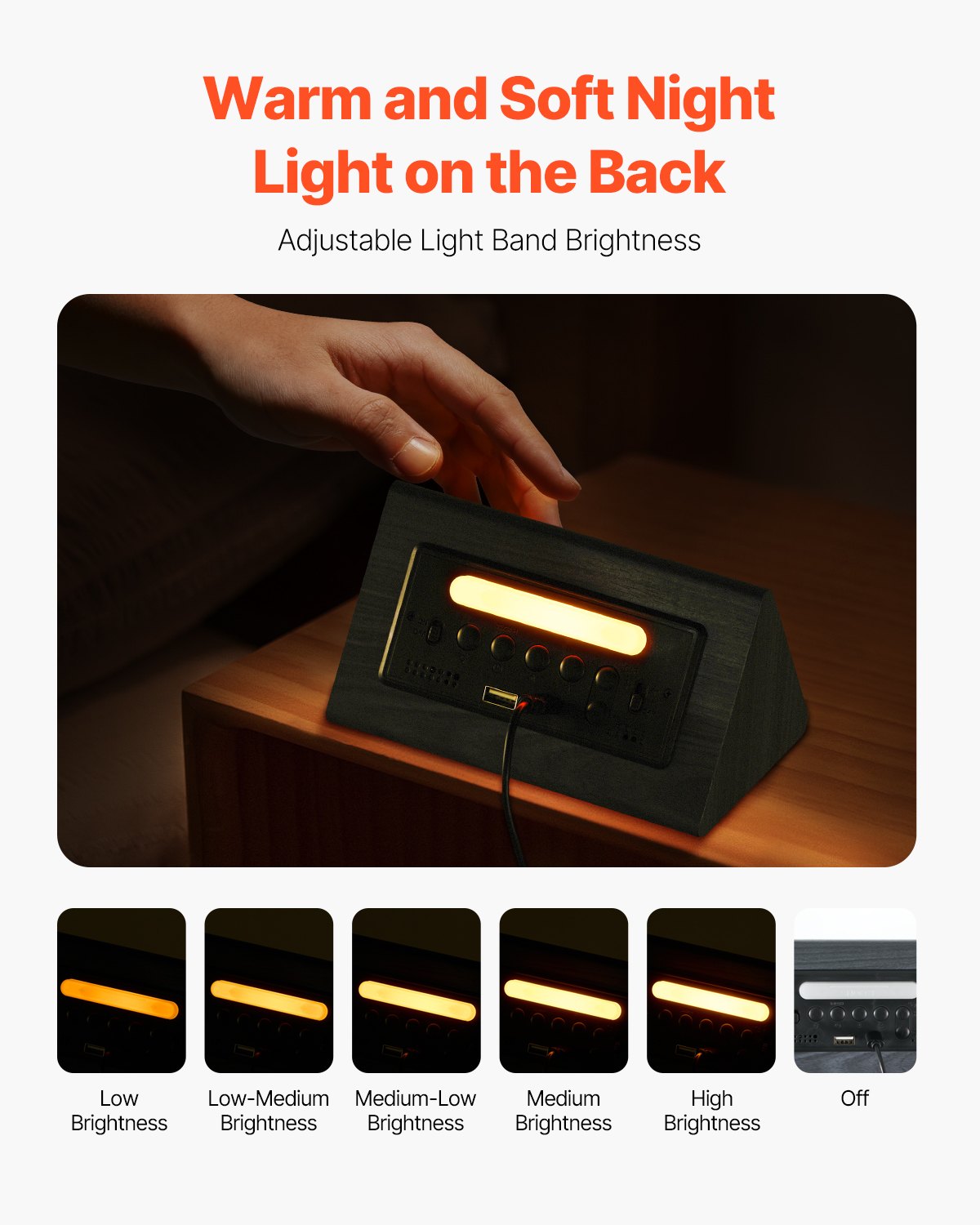 Wooden Digital Alarm Clock – product detail view