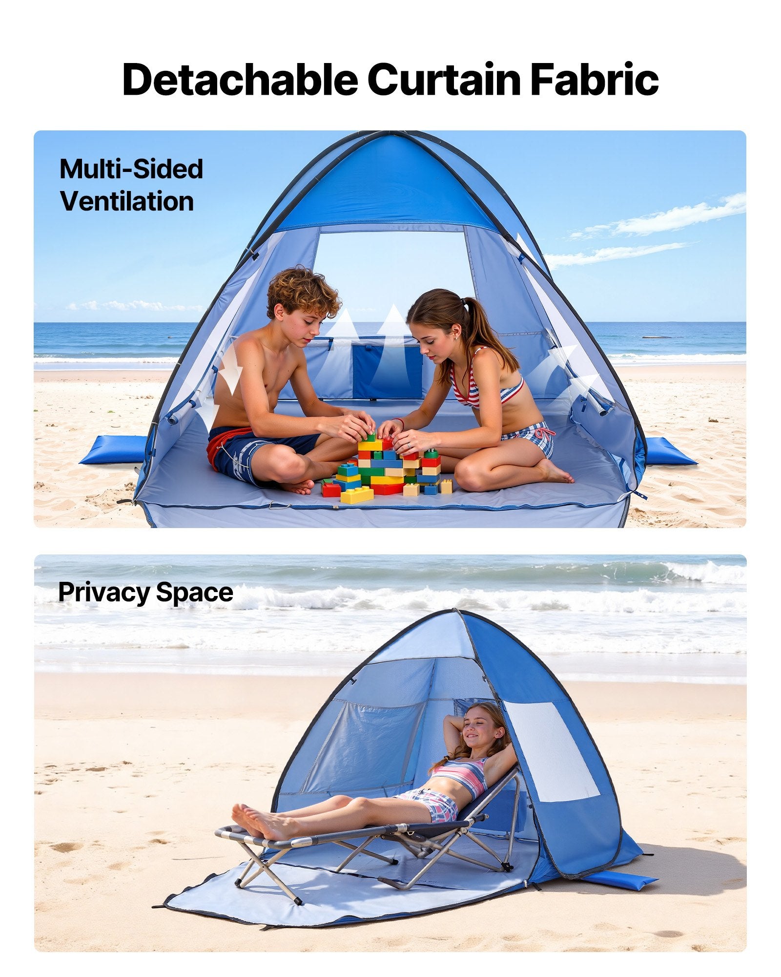 2-Person UPF 50+ Pop-Up Beach Tent with Carry Bag & Sand Pockets – additional product view