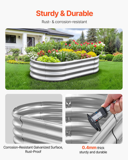4 x 2 x 1 ft Galvanized Raised Garden Bed, Oval Open-Bottom Planter – product detail view