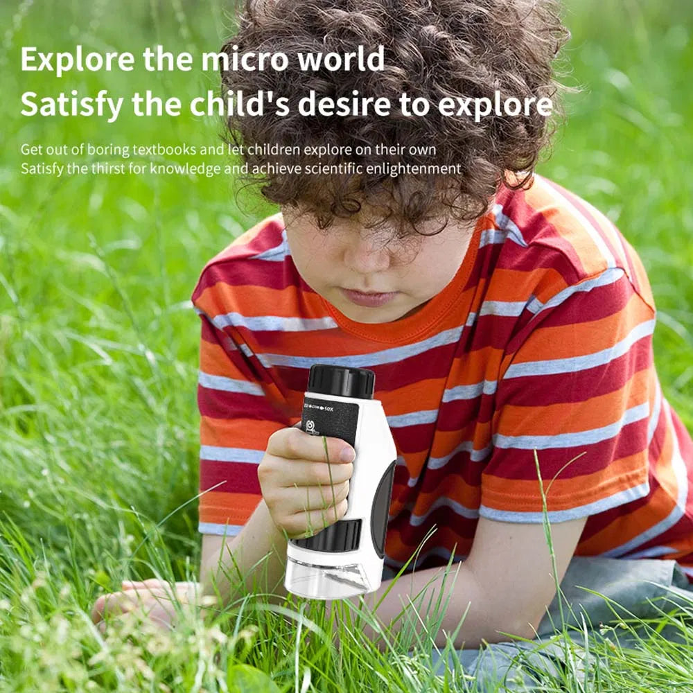 Kids 50X-300X Handheld Microscope | Portable STEM Science Toy – in-use product view