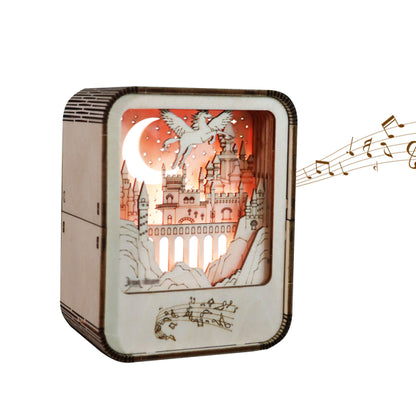 3D Wooden Castle Music Box with Night Light | DIY Puzzle Kit – in-use product view