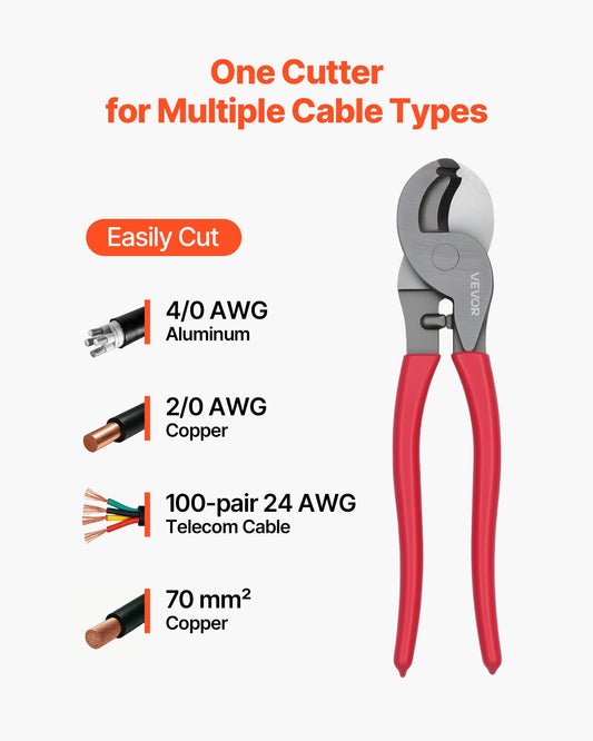 9-1/4" High-Leverage Cable Cutter for Copper & Aluminum Wire – main product view