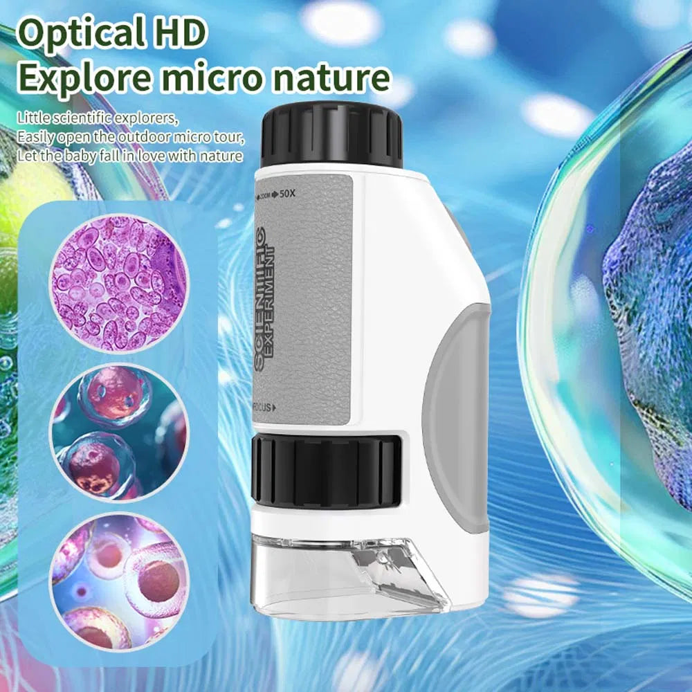 Kids 50X-300X Handheld Microscope | Portable Science STEM Toy – feature detail view