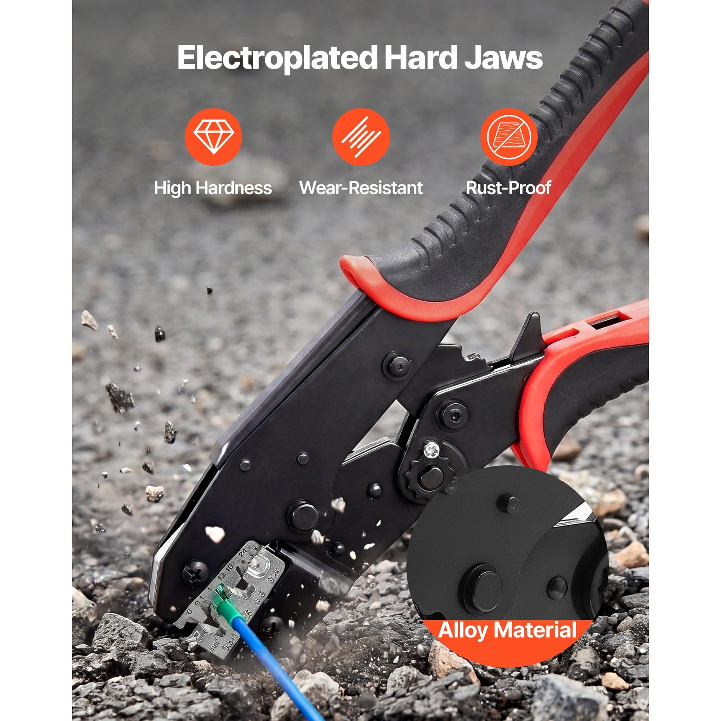 24–10 AWG Ratcheting Wire Crimper with Adjustable Pressure – feature detail view