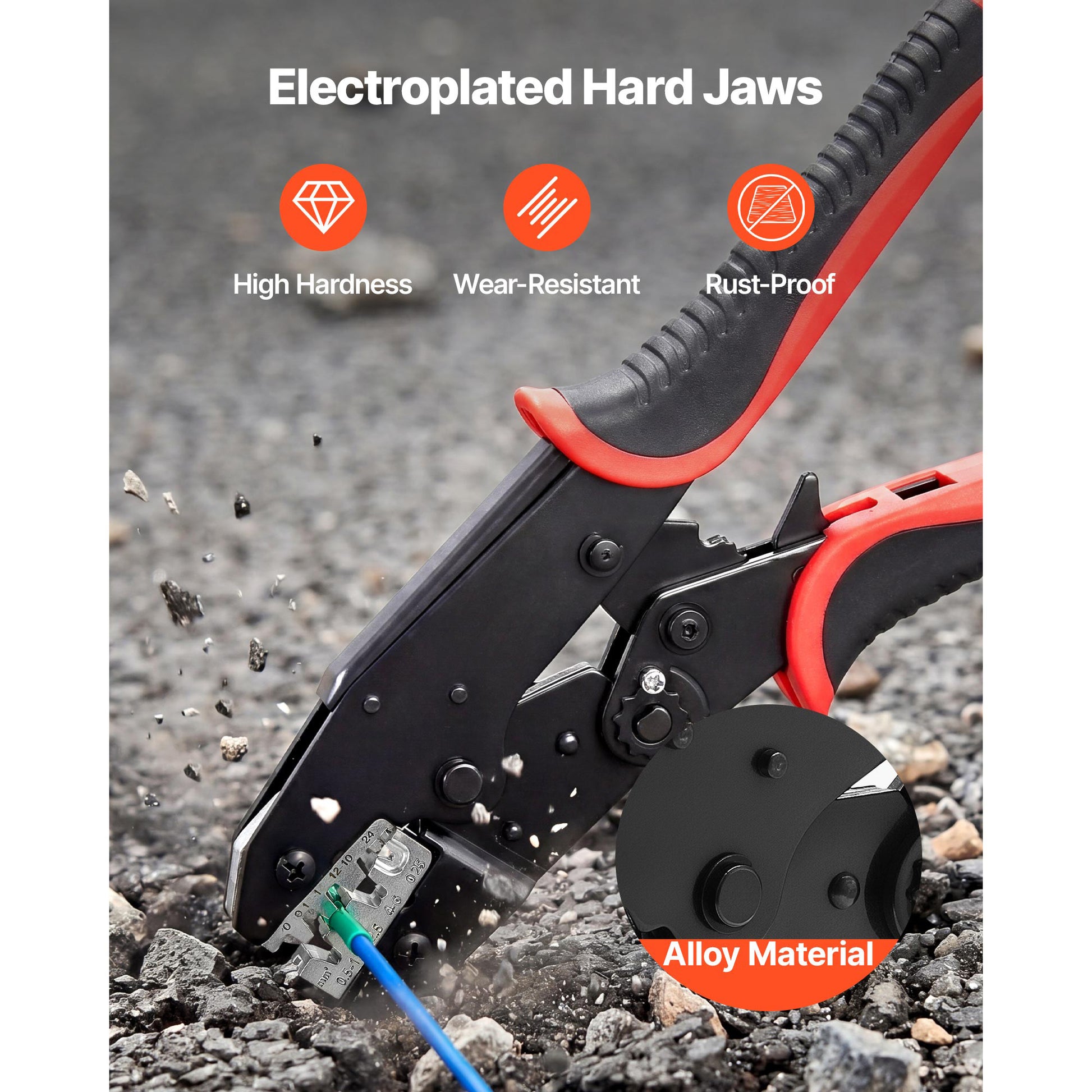 24–10 AWG Ratcheting Wire Crimper with Adjustable Pressure – feature detail view