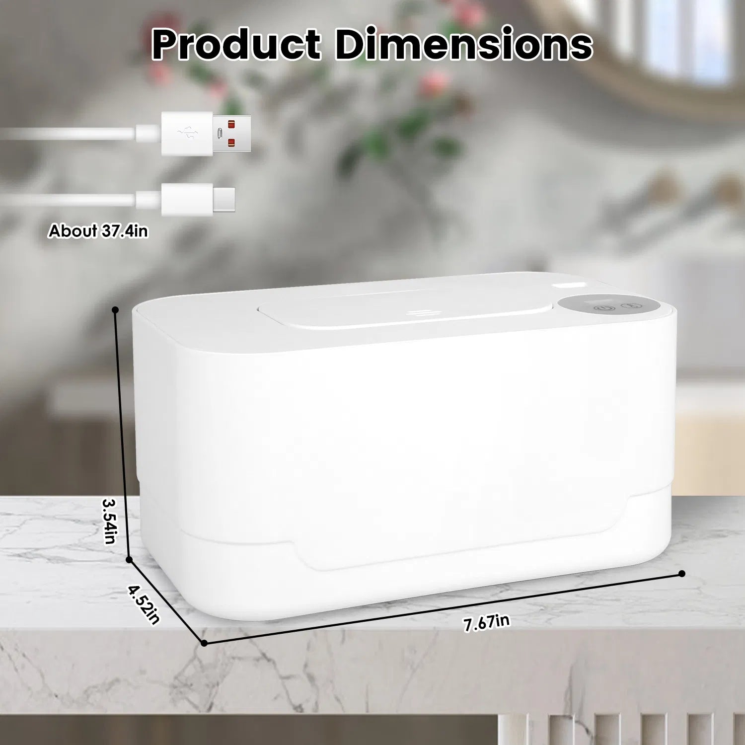 Baby Wipe Warmer with Night Light | 3 Temps, Type-C Powered – alternate product view