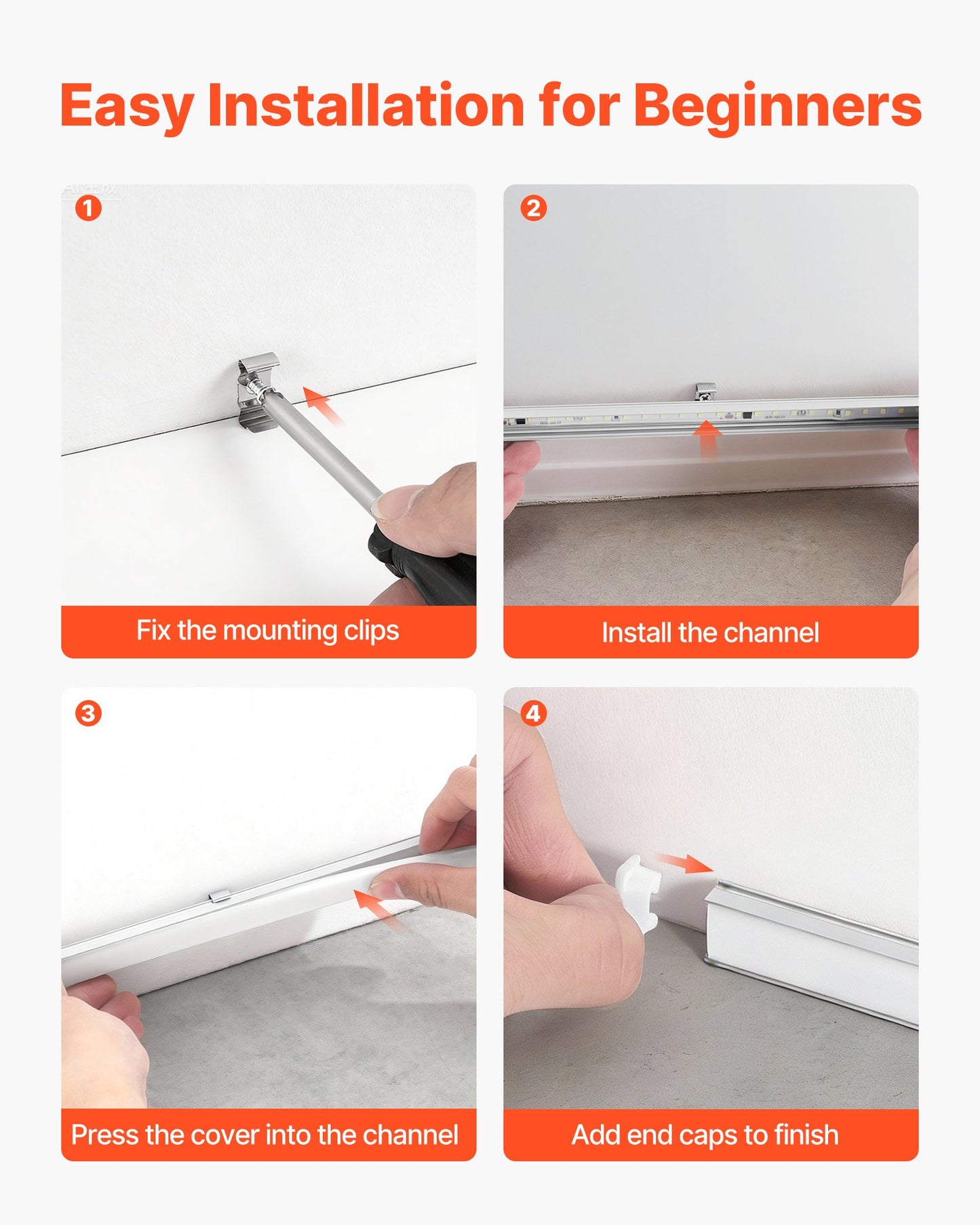 3.3 ft U-Shaped LED Aluminum Channels with Milky Covers, 6-Pack – additional product view