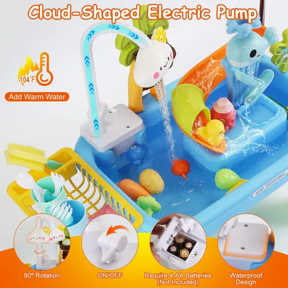 3-in-1 Kids Kitchen Sink Toy with Electric Faucet & Fishing Game – additional product view