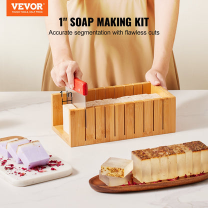 Soap Making Kit with Bamboo Cutting Box, Silicone Mold, Cutters, Bags and Stickers – alternate product view