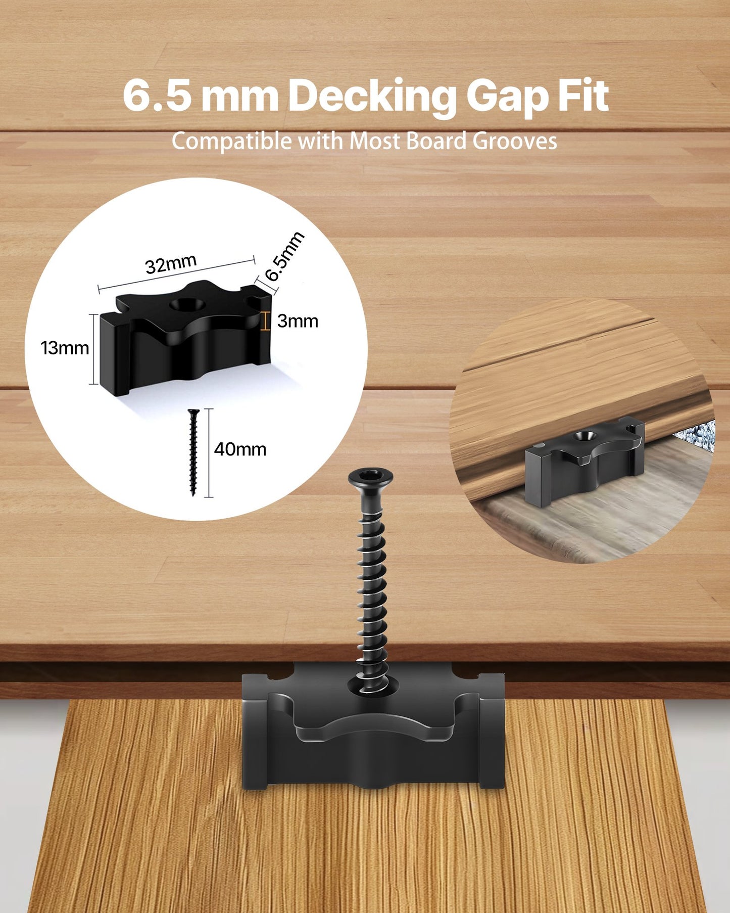 Hidden Deck Fasteners, 90-Pack Universal T-Clips for Composite Decking – product detail view