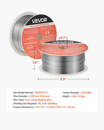 E308LFC-O 0.030" Flux-Core Stainless Steel MIG Welding Wire, 2 lb – main product view