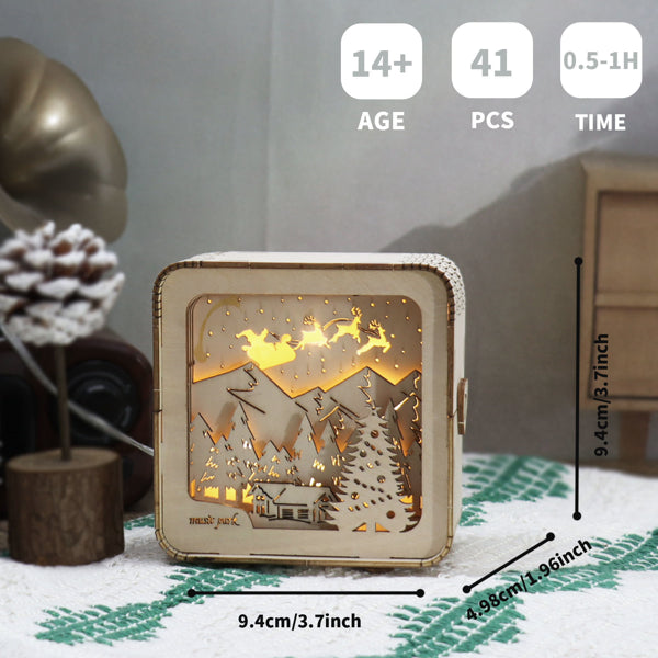 3D Wooden Christmas Puzzle Kit with Night Light | DIY Decor – alternate product view