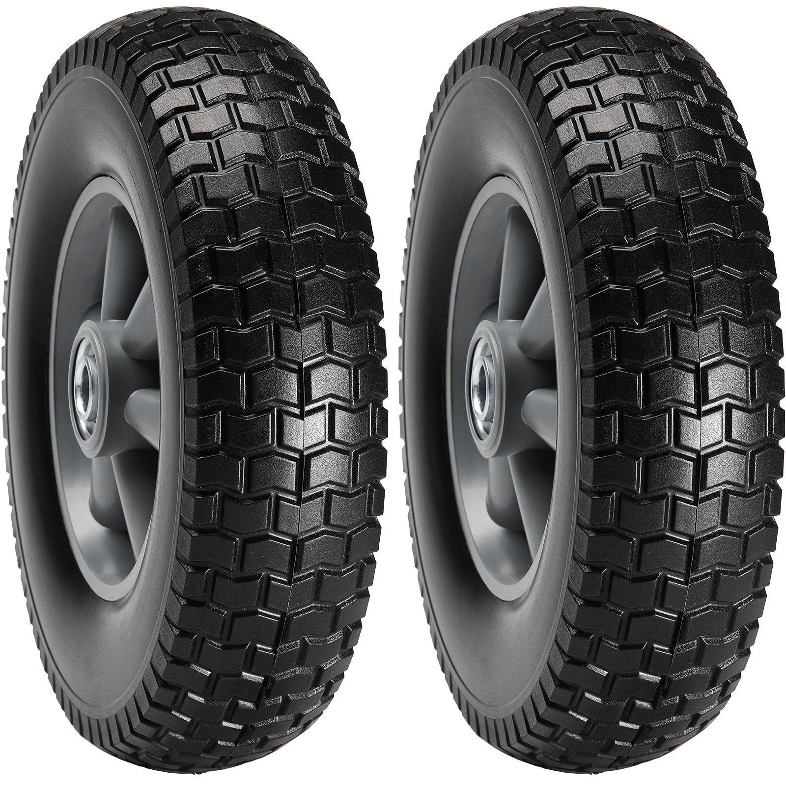 10" Flat-Free Solid PU Wheels 2-Pack for Carts & Hand Trucks – main product view