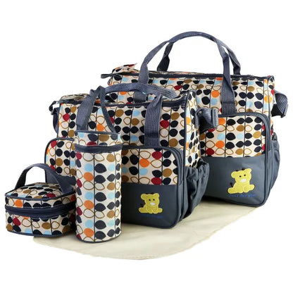 5-Piece Diaper Bag Set with Changing Pad & Insulated Pockets – main product view