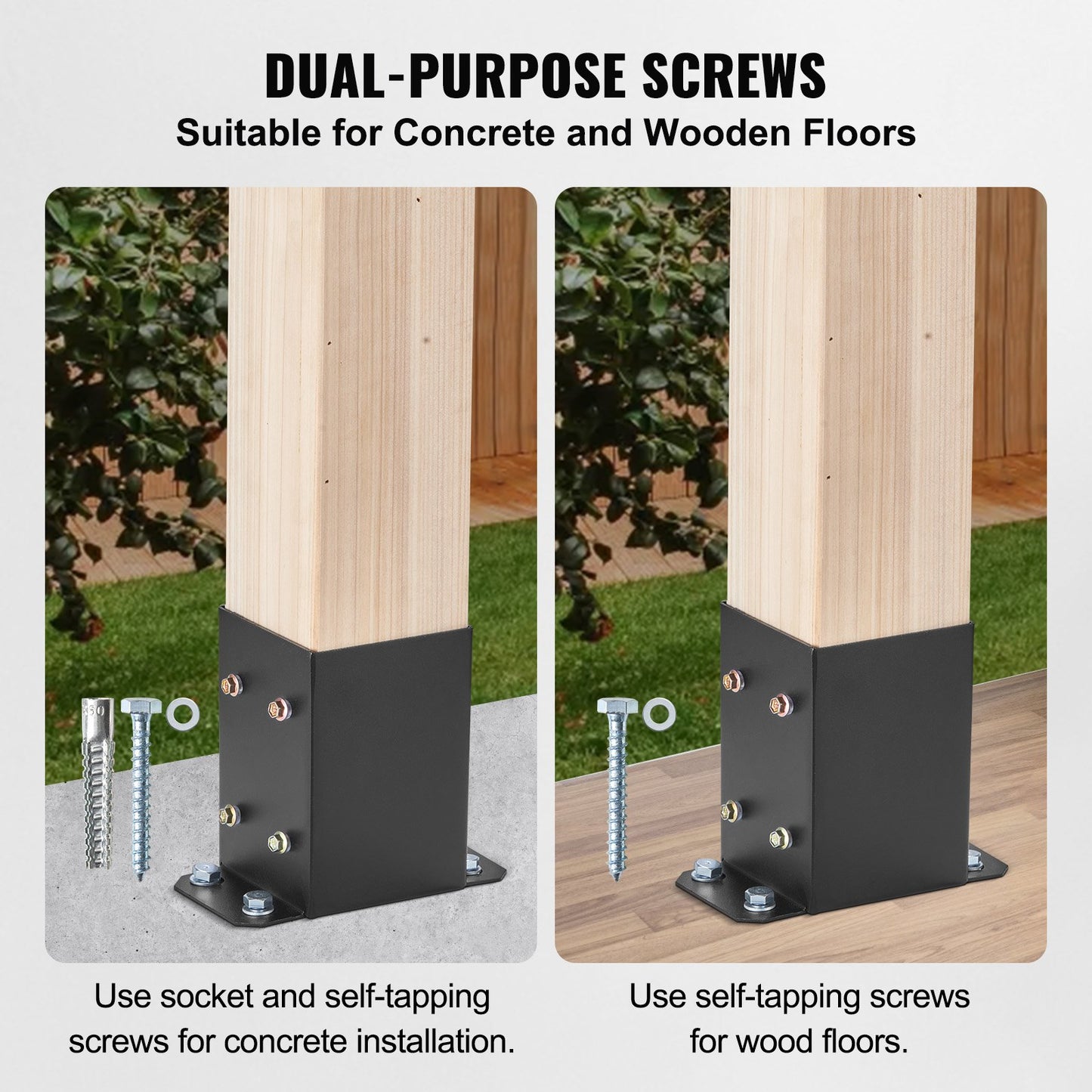 4x4 Post Base Brackets 2-Pack, Heavy-Duty Powder-Coated Steel – product detail view