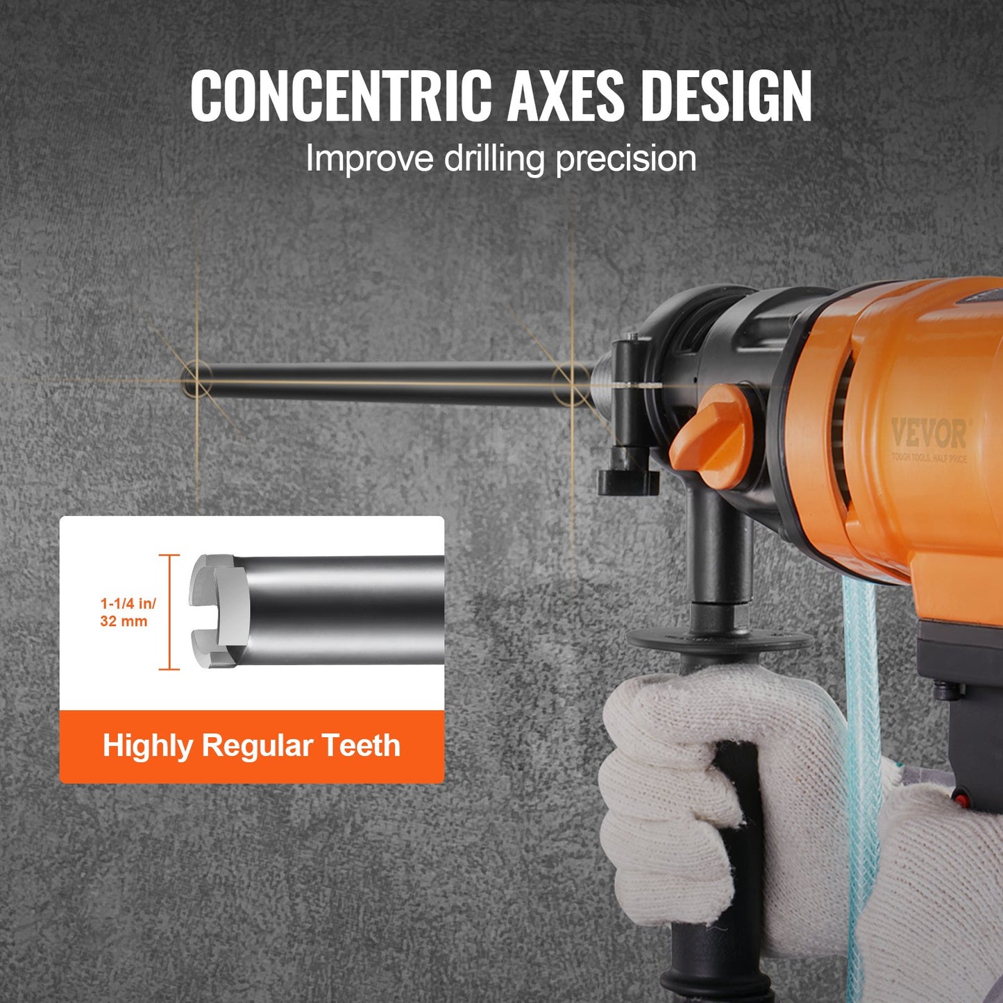 1-1/4" Wet Diamond Core Drill Bit, 14" Drilling Depth, 5/8"-11 Thread – product detail view