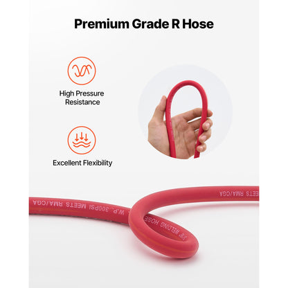12 ft R-Grade Acetylene Torch Hose with 3/8-24 LH A-Type Fittings – additional product view