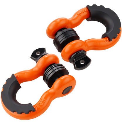 3/4" D-Ring Recovery Shackles 2-Pack, 28.5-Ton Break Strength, Orange – main product view