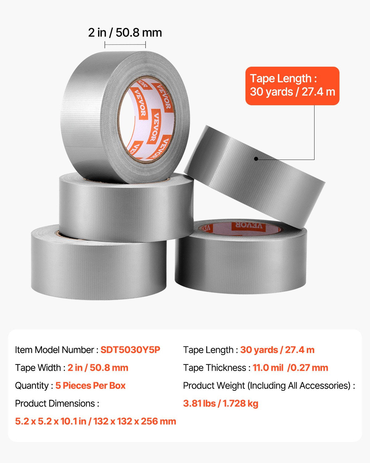 Heavy Duty Duct Tape 5 Pack – additional product view