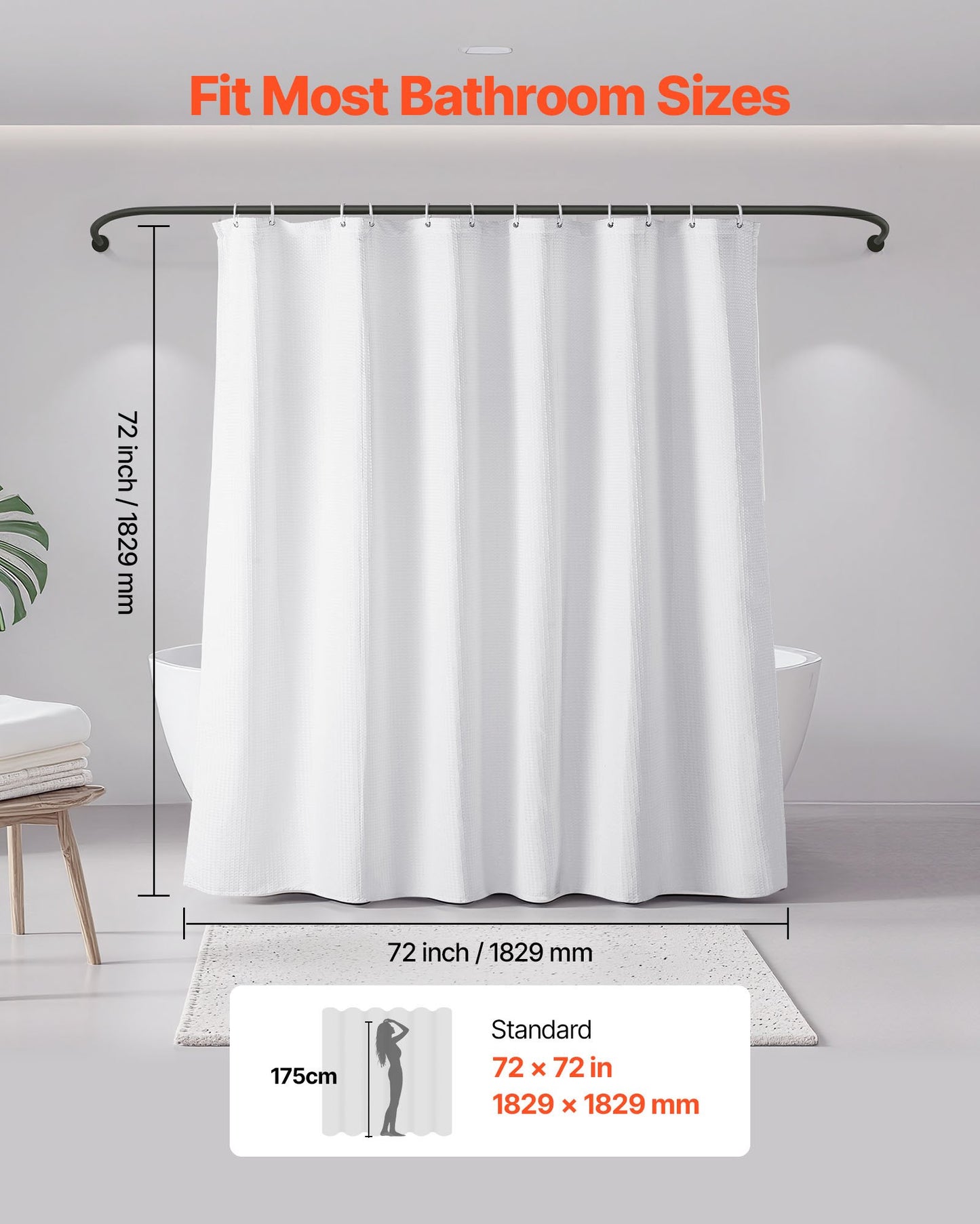 White Waffle Shower Curtain 72 x 72 in – additional product view