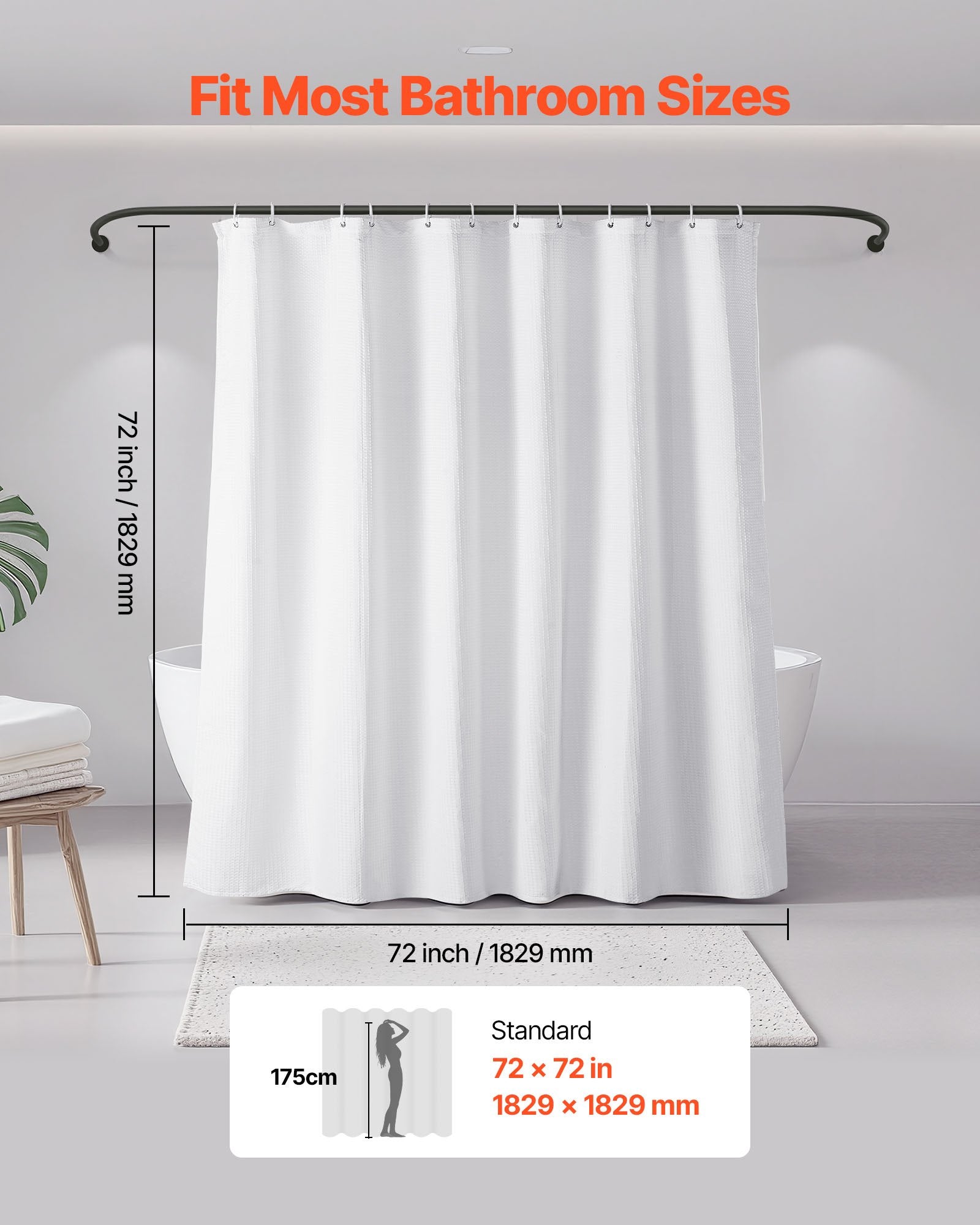 White Waffle Shower Curtain 72 x 72 in – additional product view