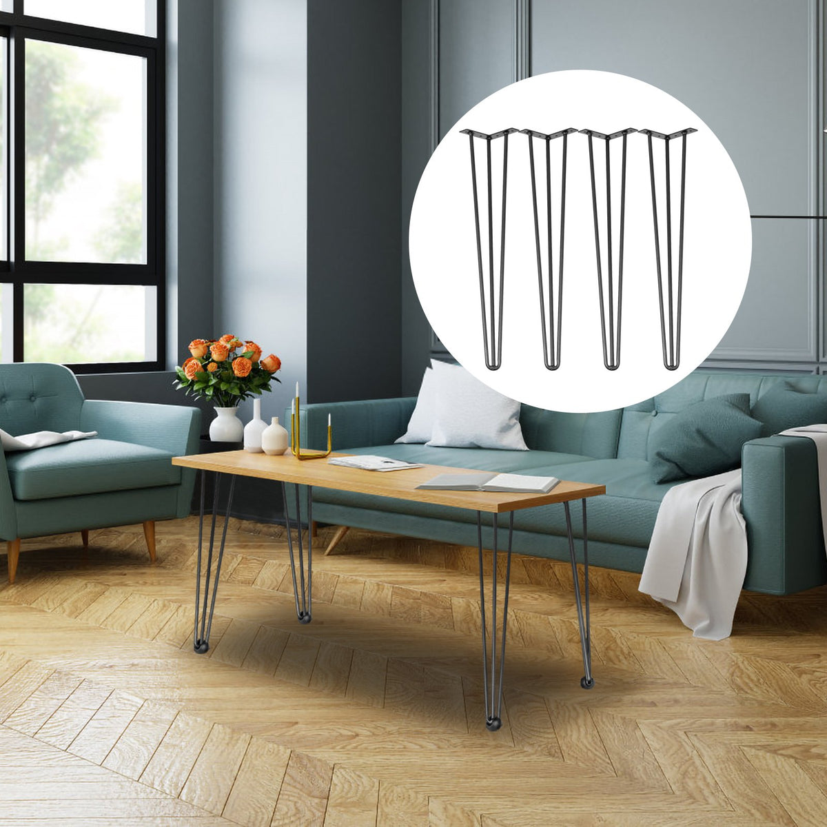 24 in Hairpin Table Legs Set of 4 – additional product view
