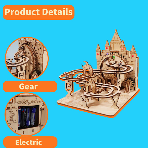Electric 3D Wooden Marble Run Puzzle | DIY Mechanical Model Kit – product detail view