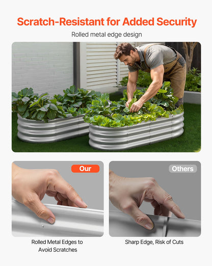4 x 2 x 1 ft Galvanized Raised Garden Bed, Oval Open-Bottom Planter – feature detail view