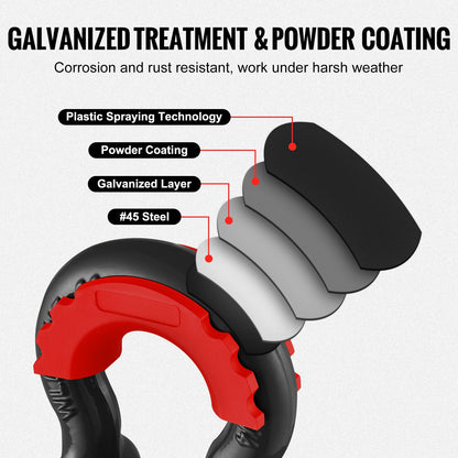 3/4" D-Ring Recovery Shackles 2-Pack, 28.5-Ton Break Strength, Black – feature detail view